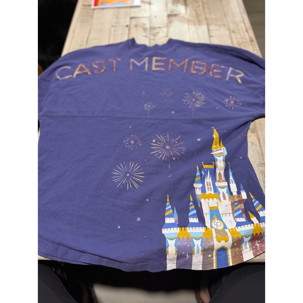Walt Disney World 50th Anniversary Cast Member Castle Spirit Jersey Large Purple